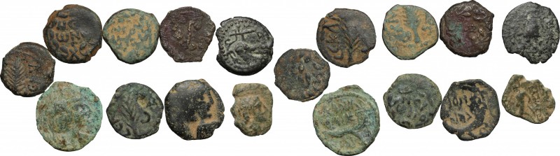Greek Asia. Judaea. Lot of 9 AE coins, mostly prutot, including Pontius Pilatus ...