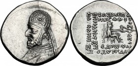 Greek Asia. Kings of Parthia. Mithradates III (c. 87-79 BC). AR Drachm, Ekbatana mint. D/ Bust left, wearing tiara, draped. R/ Archer seated right, ho...