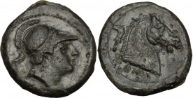Anonymous. AE Litra, 241-235 BC. D/ Head of Mars right, helmeted. R/ Head of horse right; behind, sickle. Cr. 25/3. AE. g. 2.66 mm. 17.00 VF.