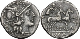 P. Cornelius Sulla. AR Denarius, 151 BC. D/ Head of Roma right, helmeted. R/ Victory in biga right. Cr. 205/1. B. (Cornelia) 1. AR. g. 3.50 mm. 17.00 ...