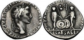 Augustus (27 BC. - 14 AD.). AR Denarius, 2 BC-2 AD. D/ CAESAR AVGVSTVS DIVI F PATER PATRIAE. Laureate head right. R/ C L CAESARES AVGVSTI F COS DESIG ...