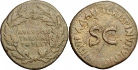 Augustus (27 BC - 14 AD). AE Dupondius, 18 BC. D/ Legend within wreath. R/ Large SC surrounded by legend. RIC (2nd ed.) 334. AE. g. 11.00 mm. 28.00 VF...