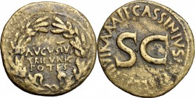 Augustus (27 BC - 14 AD). AE Dupondius, 16 BC. D/ Legend within wreath. R/ Large SC surrounded by legend. RIC (2nd ed.) 375. AE. g. 9.25 mm. 25.00 Par...