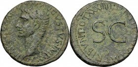 Augustus (27 BC - 14 AD). AE As, 11-12 AD. D/ Bare head left. R/ Legend around SC. RIC 471. AE. g. 10.76 mm. 28.50 Good VF.