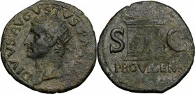 Augustus (27 BC - 14 AD). AE As, struck under Tiberius. D/ Radiate head of Divus Augusts left. R/ Altar enclosure. RIC (Tib.) 81. AE. g. 10.22 mm. 28....
