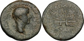 Reign of Tiberius (14-37), M. Antonius Polemo, high priest (28-38). AE Octochalkon, dated year 10, Olba, Cilicia Tracheia. D/ Head of Polemo right. R/...