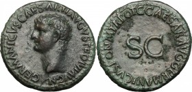 Germanicus (died 19 AD). AE As, Rome mint, 37-38 AD. D/ Bare head left. R/ Legend around SC . RIC (Gaius) 35. AE. g. 10.99 mm. 29.00 About EF.