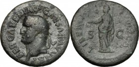 Galba (68-69). AE As, Rome mint, 68 AD. D/ Laureate head right. R/ Libertas standing facing, head left, holding pileus and vertical rod. RIC 424. C. 1...