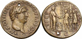 Otho (69 AD). Cast AE Paduan “Sestertius”. After Giovanni Cavino, 1500-1570. D/ Bare head right. R/ Otho standing right, clasping hands with one of fo...