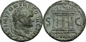 Titus as Caesar (69-79). AE As, 73 AD. D/ Laureate head right. R/ Altar. RIC (Vesp.) 655. AE. g. 11.78 mm. 26.70 Good VF/About EF.