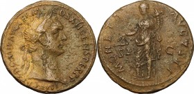 Domitian (81-96). AE As, 86 AD. D/ Head right, laureate. R/ Moneta standing left, holding scales and cornucopiae. RIC (2nd ed.) 493. AE. g. 10.71 mm. ...