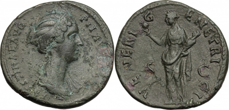 Faustina II, wife of Marcus Aurelius (died 176 AD). AE Sestertius, struck under ...