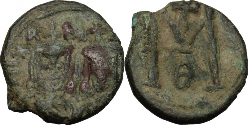 Michael II with Theophilus (821-829). AE Follis, Syracuse mint. D/ Busts of the ...