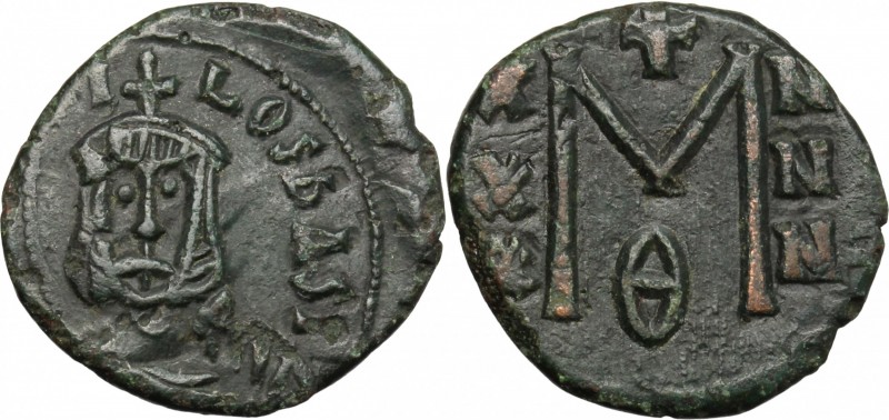 Theophilus (829-842). AE Follis, Syracuse mint. D/ Bust facing, crowned, draped,...