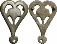 Bronze heart-shaped belt ring buckle.
 Roman period, 1st-5th century.
 45 mm.