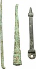 Lot of 3 bronze utensils.
 Roman period, 1st-3rd century AD.
 6.9 cm, 6 cm, 5.2 cm.
