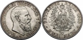 Germany. Prussia. Friedrich III (1888). AR 2 Mark, Berlin mint, 1888. KM 510. AR. g. 11.11 mm. 28.00 Toned. VF.