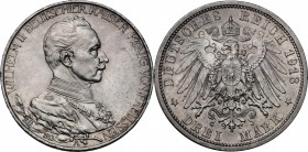 Germany. Prussia. Wilhelm II (1888-1918). AR 3 Mark, Berlin mint, 1913. KM 535. AR. g. 16.65 mm. 33.00 EF. For the 25th anniversary of reign.