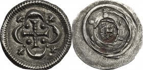 Hungary. Stephan II (1116-1131). AR Denar, 1116-1131. Unger 39. AR. g. 0.43 mm. 12.00 Toned. Rv. double struck. About VF/Good F.