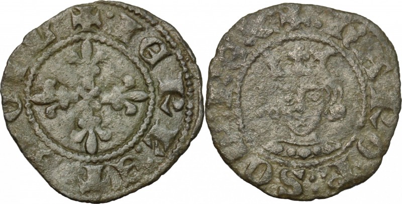 Italy. Napoli. Carlo II d'Angiò (1285-1309). BI Denaro Regale. MIR 25. Biaggi 16...