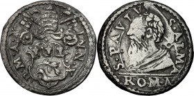 Italy. Roma. Innocenzo X (1644-1655), Giovanni Battista Pamphili. AR 1/2 Grosso A. X. KM 258. AR. g. 0.80 mm. 13.00 R. Toned. About VF.