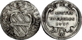 Italy. Roma. Clemente XII (1730-1740), Lorenzo Corsini. AR Grosso 1739. CNI 214. M 116. AR. g. 1.24 mm. 19.00 Slightly bent flan. About EF.