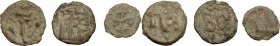 Italy. Southern Italy. Under Federico II (1197-1250). Lot of three Frederician lead tesserae with monograms and symbols, 13th century. PB. About VF:VF...