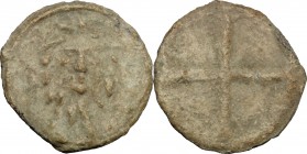Italy. Southern Italy. Under Federico II (1197-1250). Lead Tessera with facing bust, 13th century. PB. g. 2.81 mm. 18.00 R. Good VF.