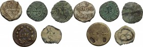 Italy. Lot of 5 pieces: 1 BI Perugia, 1 BI Castro, 1 PB Seal, 1 PB Seal (Dogana di Loreto), 1 weight "peso monetario" 10 lire.