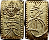 Japan. Edo Period (1603-1868). Ni shu ban kin (2 shu size gold), 1832-1958. 14 x 8 mm. Hartill 8.50. AV. g. 1.62 EF.
