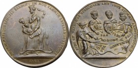 Austria. Maria Theresia (1740-1780). AE Medal, Austrian Netherlands, 1742. D/ Maria Theresia standing left, holding a girl. R/ Four rulers with a map....