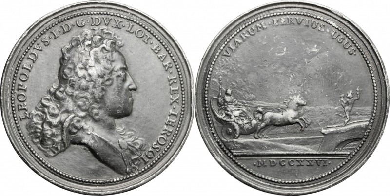 France. Leopold I (1690-1729). Tin Medal, 1726. D/ Bust of Leopold, Duke of Lorr...