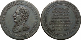 Great Britain. Arthur Wellesley, 1st Duke of Wellington (1769-1852). AE Medal 1812. D/ Bust left. R/ Inscription in eight lines. AE. g. 7.97 mm. 27.00...