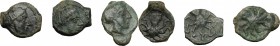 Sicily. Syracuse. Second Democracy (466-405 BC). Lot of 3 AE Onkia. D/ Female head right. R/ Octopus. CNS II, 9. AE. Dark green patina. VF.