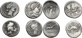 Roman Republic. Lot of 4 unclassified AR Denarii. AR. F:Good VF.