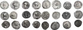 The Roman Empire. Lot of 12 unclassified AR Denarii, including a hybrid forgery of Plautilla. Sold as is, no returns. AR. About VF:VF.