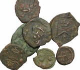 Byzantine Empire. Multiple lot of 7 unclassified AE Folles and Fractions, c. 7th-12th century. AE. About F:F.