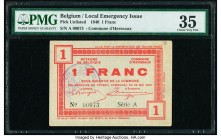 Belgium Emergency Issue 1 Franc 29.5.1940 Pick UNL PMG Choice Very Fine 35. Stain lightened.

HID09801242017