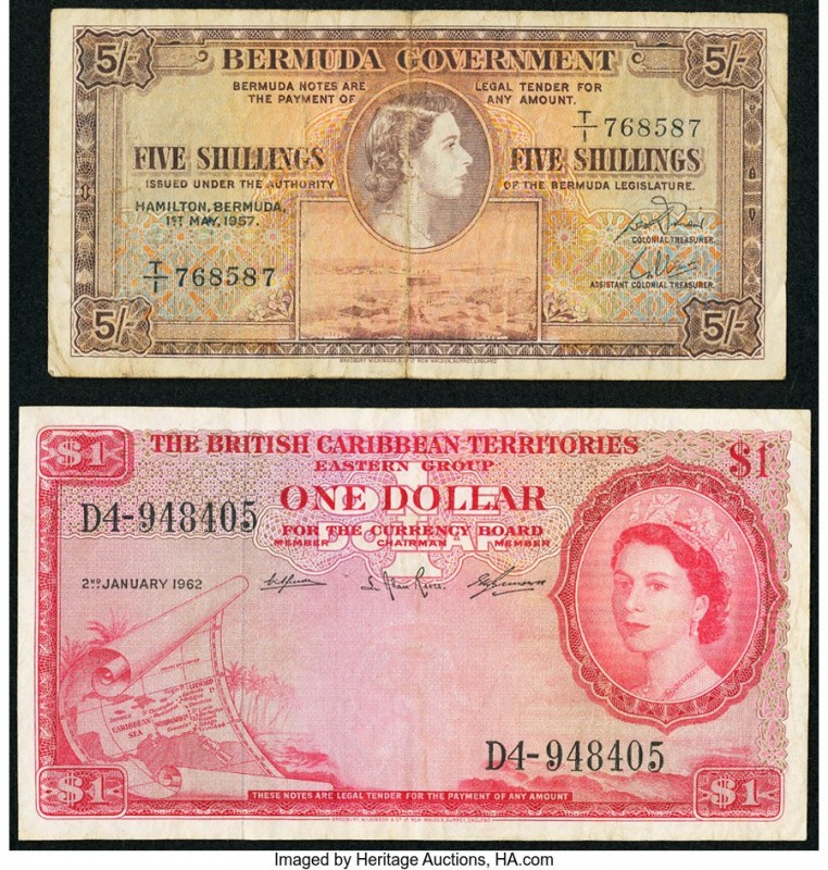 Bermuda Bermuda Government 5 Shillings 1.5.1957 Pick 18b Fine; British Caribbean...