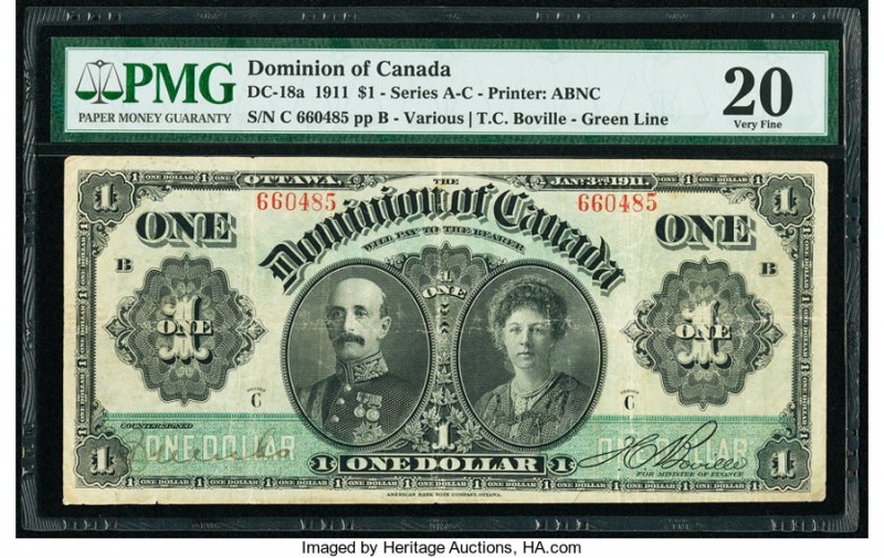 Canada Dominion of Canada $1 1911 DC-18a PMG Very Fine 20. 

HID09801242017