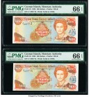 Cayman Islands Monetary Authority 100 Dollars 1998 Pick 25 Two Consecutive Examples PMG Gem Uncirculated 66 EPQ. 

HID09801242017