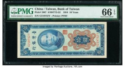 China Bank of Taiwan 10 Yuan 1954 Pick 1967 S/M#T73-32 PMG Gem Uncirculated 66 EPQ. 

HID09801242017