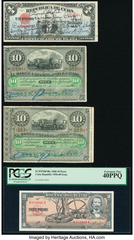 Cuba Banco Espanol De La Isla De Cuba 10 Pesos 1896 Pick 49c (2) About Uncircula...