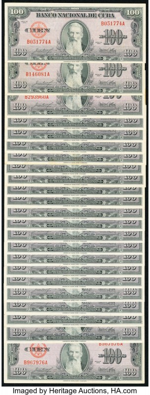 Cuba Banco Nacional de Cuba 100 Pesos 1954 Pick 82b, Twenty-Three Examples Very ...