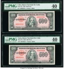 Cuba Banco Nacional de Cuba 500 Pesos 1950 Pick 83 Two Examples PMG Extremely Fine 40. 

HID09801242017