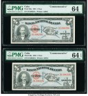 Cuba Banco Nacional de Cuba 1 Peso 1953 Pick 86a Two Examples PMG Choice Uncirculated 64 EPQ; Choice Uncirculated 64. 

HID09801242017