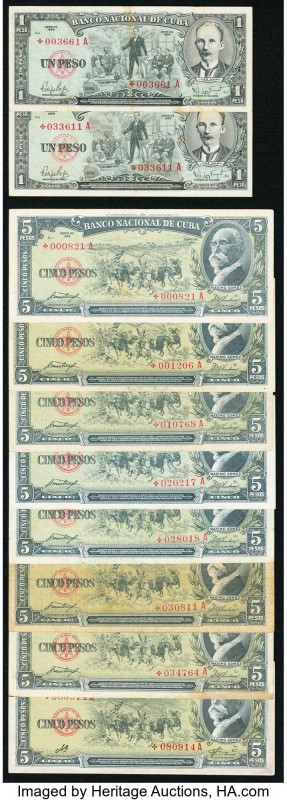 A Group of Notes from Cuba Including 17 Replacement Notes and a Partial Missing ...