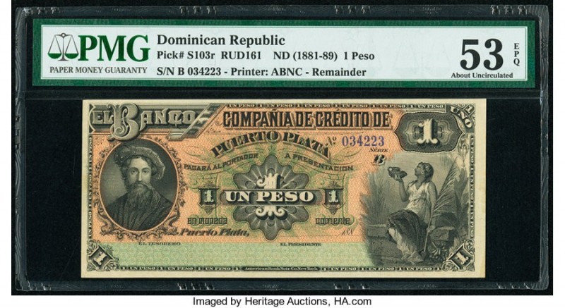 Dominican Republic Banco de la Compania de Credito de Puerto Plata 1 Peso ND (18...