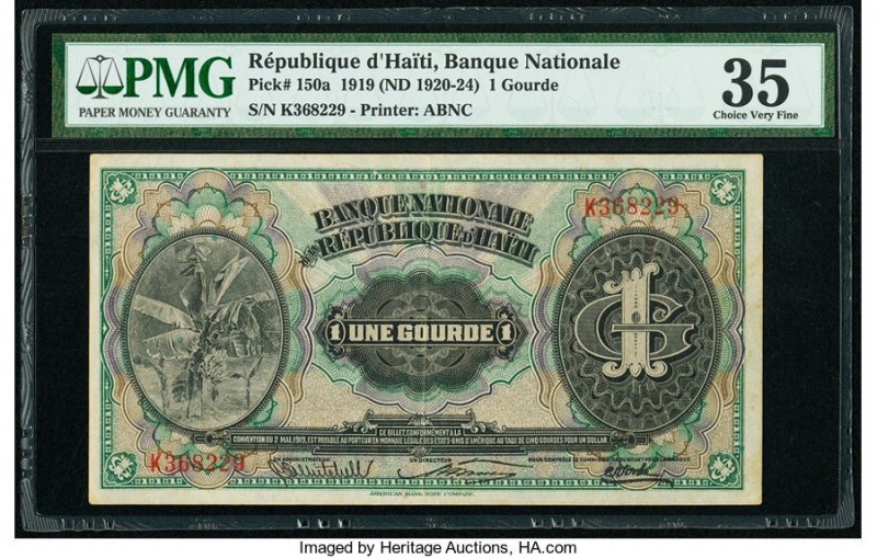Haiti Republique D'Haiti 1 Gourde 2.5.1919 (ND 1920-24) Pick 150a PMG Choice Ver...