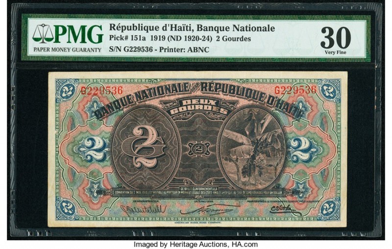 Haiti Banque Nationale de la Republique d'Haiti 2 Gourdes 1919 (ND 1920-24) Pick...